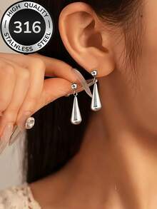 Bộ trang sức hình giọt nước tối giản tinh tế | Thép 316 mạ vàng 18K | Trang sức độc đáo dành cho nữ, không gây dị ứng, thích hợp cho mùa hè | Bộ trang sức hình giọt nước vàng, quà tặng lễ Phục Sinh - Bộ giọt nước - Xem 7
