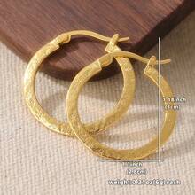 1 Pair Vintage-Style Golden Hoop Earrings, Minimalist Earrings, Elegant Jewelry For Women - Golden - View 5