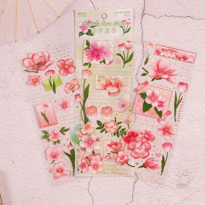 复古玫瑰浮雕烫金贴纸，浪漫花卉剪贴簿DIY装饰贴纸，剪贴簿用品文具趣味贴纸，Kindle