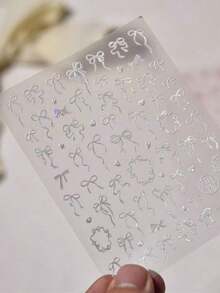 1pc 5D Crystal Diamond Nail Sticker, Pink Swan Flower Frame Butterfly Pattern, Self-Adhesive Nail Art Sticker, Cute DIY Decorative Accessory Nails Nail Stickers - Multicolor-4 - View 2