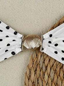 Women's Summer New Arrival: European & American Style, Sexy, Casual, Brown & White Polka Dot, Strapless, Beach Vacation, Bikini Swimsuit - 白色 - 查看 5