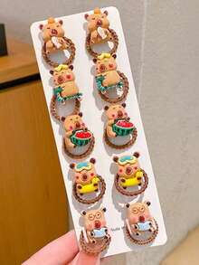 10pcs Capybara & Groundhog Shaped Hair Ties, Elastic Hair Bands For Braiding, Gentle On Hair - Multicolor - View 9