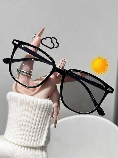 1pc Versatile Daily Fashion Photochromic Glasses, Minimalist Modern Style, Suitable For Street Photography, Outdoor Activities, Music Festivals, Driving And More