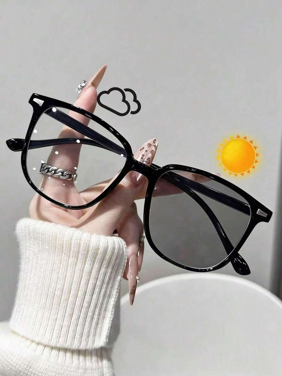 1pc Versatile Daily Fashion Photochromic Glasses, Minimalist Modern Style, Suitable For Street Photography, Outdoor Activities, Music Festivals, Driving And More - Multicolor - View 1
