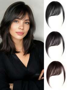 自然直发合成假发，侧刘海，高温纤维材质，女士夹式侧分刘海，适合女性日常佩戴和聚会场合。 - 彩色 - 查看 1