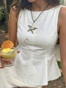 Look Polly Women's Y2K Summer Camisole, White Thick Strap Knotted Camisole, Sleeveless Sexy Top, Suitable For Beach, Vacation, Dating, Outfit - White - View 1