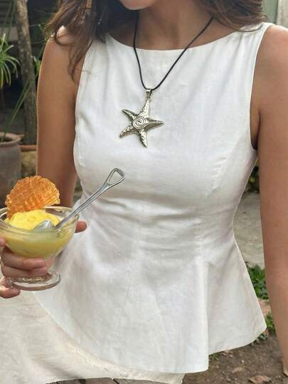 Look Polly Women's Y2K Summer Camisole, White Thick Strap Knotted Camisole, Sleeveless Sexy Top, Suitable For Beach, Vacation, Dating, Outfit