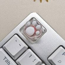4pcsPersonalized Glue-On Transparent And Translucent Nail Art Featuring Cute Cat Paw Keys, Cartoon Office Cross Shaft Mechanical Keycaps, DIY. - View 7