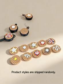 3D Frying Pan Waffle Sensory Toy, Cute Food Shaped Fidget Toy, Mini Handheld Clicker Suitable For Backpack Decor And Office Focus - Multicolor - View 2