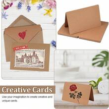 60张牛皮纸信封套装，含空白卡片、折叠卡片、DIY空白卡片、贺卡、邀请卡、生日卡、感谢卡（棕色） - 信封 - 查看 5