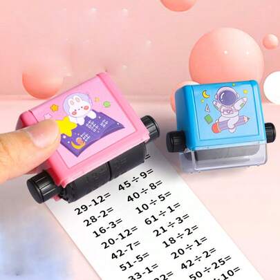 Hoja de práctica de Suma, Resta, Multiplicación y División con sello móvil. Herramienta de cálculo mental matemático que genera preguntas - Sello de Suma y Resta.