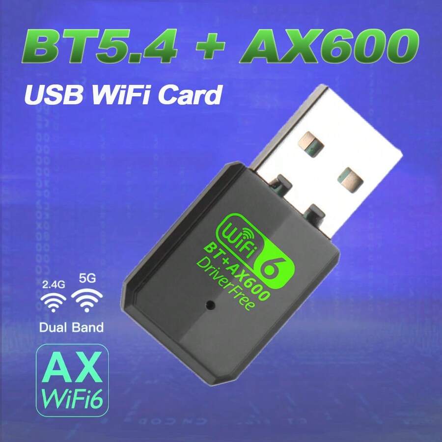 AX600 Bluetooth 5.4 USB WiFi 6 Adapter 2in1 Dongle Dual Band 2.4G&5GHz ...