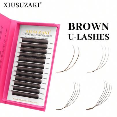  Extensiones de pestañas 5D en forma de U de XIUSUZAKI U YY, pestañas postizas de visón prémium de volumen preparado, color marrón, suministros de extensiones de pestañas