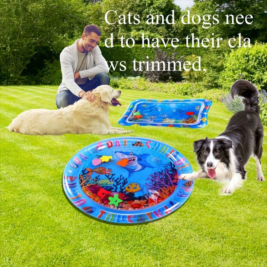 Durable Anti-Scratch Pet Splash Mat For Cats & Dogs, Non-Slip Easy To Clean, Thick PVC Material, Interactive Underwater Adventure Design - Multicolor - View 1