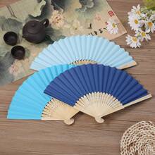 1 pieza Abanico de mano, abanico de papel plegable para decoración de fiestas, nueva decoración simple, abanico plegable en blanco, color caramelo enlatado de autoservicio, abanico de seda hecho a mano personalizado para bodas, regalos de boda y fiestas, regalos personalizados, vestido de novia y regalos, verano, vacaciones - Multicolor - Ver 5