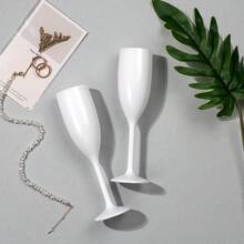 1/6pcs White Wine Glasses, White Wine Goblets, White Champagne Cocktail Glasses, Reusable Unbreakable Pressurized Wine Glasses, Suitable For Wedding/Party/Picnic - View 6