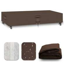 Fundas resistentes para muebles de patio impermeables 600D impermeable para sofá seccional mesa de comedor y silla juego de fundas de 110 pulgadas de largo x 84 pulgadas de ancho x 28 - marrón - Ver 7