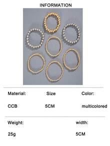 7pcs/Set Bohemian Style CCB Beaded Geometric Bracelet Set, Practical Gift For Women To Layer Daily Wear - 26037-g - View 8