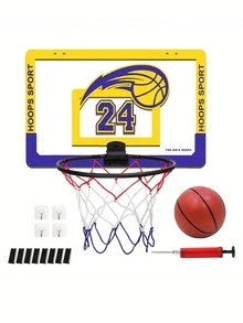Juego de aro de baloncesto para interior/exterior con instalación sin taladro, regalo de juego deportivo para niños - Multicolor - Ver 9