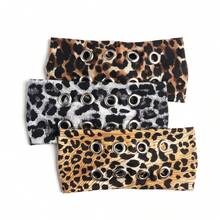 1pc Women Leopard Print Headband With Metal Circular Ring, Street Punk Hip Hop Sports Hair Band Headwrap - Multicolor - View 3