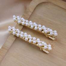 1 Pair Pearl Hair Clips, Side Bangs Clips, Duck Mouth Clips, Nape Hair Clips - White - View 3