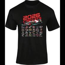 Formula Racing 2026 T-Shirt – Grand Prix Circuit Map Tee, Motorsport Fan Apparel, Racing Track Outli - Black - View 1
