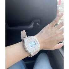 Casio W-218HC Nude Pink Square Digital Watch 50M Waterproof Shockproof LED Light Multifunctional Student Sports Wristwatch - one-size - View 7