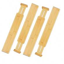 Bộ 4 vách ngăn ngăn kéo bằng tre, dụng cụ sắp xếp ngăn kéo nhà bếp bằng tre có thể điều chỉnh, dụng cụ sắp xếp ngăn kéo mở rộng cho phòng ngủ, nhà bếp, bàn trang điểm và ngăn kéo tủ, kích thước 17.3-22 inch, 12.2-17.3 inch - Xem 10