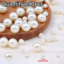 100-400 piezas de cuentas de perlas de imitación de marfil, adecuadas para hacer joyas DIY, pulseras, collares, aretes, suministros de manualidades para decoración del hogar - Hazlo tú mismo - Ver 8
