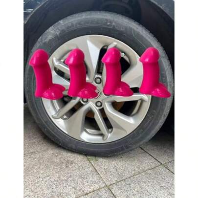 4 PCS Prank Tire Valve Stem Caps Funny Airtight Dust Proof Anti-Rust Covers For Car SUV Bike Truck Motorcycle Wheels Pink