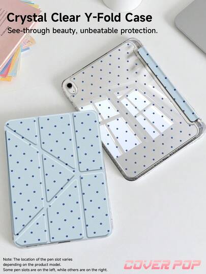 เคสป้องกันแท็บเล็ตลายจุดมินิมอล เหมาะสำหรับ iPad 9.7/10.2/10.5/10.9/12.9 นิ้ว, Pro 11 นิ้ว, รุ่นที่ 10, Galaxy Tab S6 Lite 10.4 นิ้ว, Kindle Paperwhite รุ่นที่ 12 ปี 2024, Kindle รุ่นที่ 11 ปี 2024, ป้องกันการกระแทกแบบนุ่ม, Smart Sleep/Wake, ดีไซน์ขาตั้งแบบ Y-Fold สำหรับมุมมองที่หลากหลาย