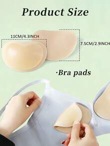 2片/套 加厚自粘隐形胸垫，防水防滑，适用于比基尼、泳装、露背连衣裙、日常内衣 - 杏色 - 查看 3