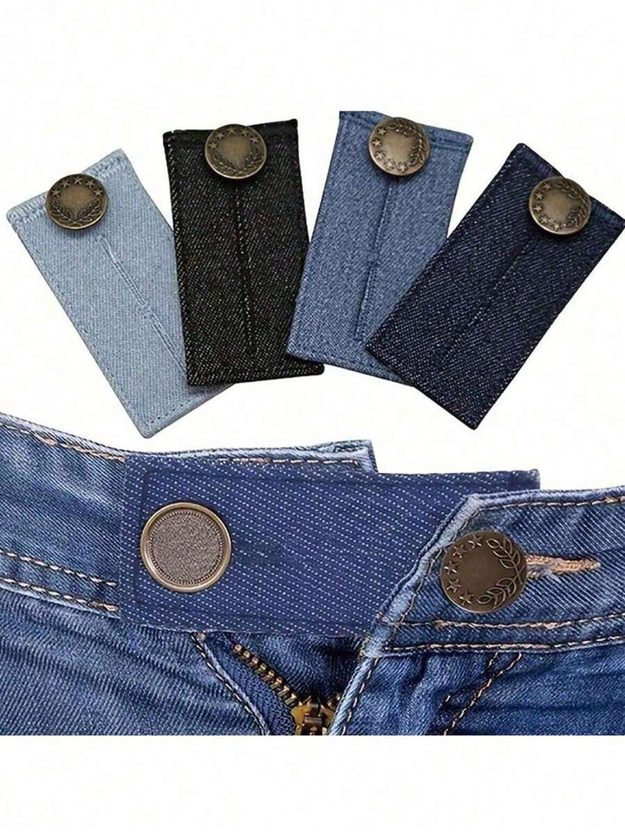 Pants Extender Set, Includes Pant Button Extender, Suspender Clips, Waistband Extender, Elastic Waistband Extender, Interlocking Waist Extender, Adjustable Elastic Waistband Extender, Suitable For Men And Women Jeans And Pants, Easy-To-Install Buckle Design - Multicolor - View 1
