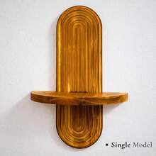 Modern Wood Wall Shelf – Boho Style Natural Small Wooden Shelves - "Noka" - Burnt Texture - View 13