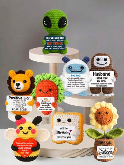 1件手工钩编桌面摆件，异想天开的科幻动植物毛绒玩偶，可爱设计，送给闺蜜、生日、女友、妈妈、奶奶、同事、家人的礼物，表达情感支持，传递正能量，创意派对、母亲节、父亲节礼物，毛绒玩偶，房间装饰，小礼物，纪念品