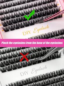 MEM DIY 384pcs D-Curl Eyelash Extension Kit, Includes Lash Clusters, Glue, Tweezers, Lash Brush For At-Home Eyelash Extension - Black - View 8
