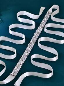 1pc Long Crystal & Rhinestone Wedding Bridal Sash/Belt, Versatile Unique Waist Decor For Formal Dresses, Parties, Dates - 002 Color - View 8