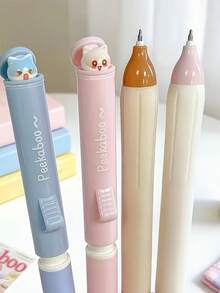 2/4支装新款猫咪主题按压式圆珠笔，0.5毫米黑色速干可爱猫咪圆珠笔，创意学习及办公用品，适合爱猫人士，学校、办公室、派对及节日礼物 - 均碼 - 查看 9