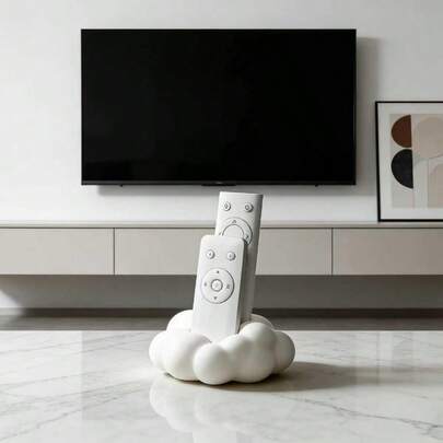 1pc Cute Cloud Remote Control Storage Box, Modern Design, Space-Saving Media Organizer Holder For TV, DVD, Blu-Ray, Audio And Gaming Remote Controls, Decorative Plastic Organizer For Living Room Or Bedroom