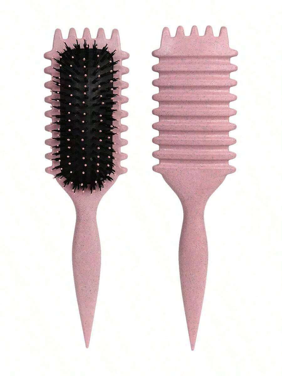 Hair Brushes-EU+UK Curling Hair Brush, Curl Define Brush, Brush, Suitable For Styling, Shaping And Setting Curly Hair, For Both Men And Women, Can Be Used On Dry Or Wet Hair - 粉紅色-1PC - 查看 1