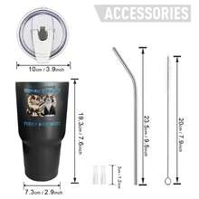 30oz Stainless Steel Tumbler Black White Options,  Good Morning Human Servant Furry Overlords Graphic Cups, Insulated Travel Coffee Mug With Lid And Straw , Double Wall Vacuum Reusable Travel Cups, Funny Birthday Party Gift For Women & Men - 黑色 - 查看 3