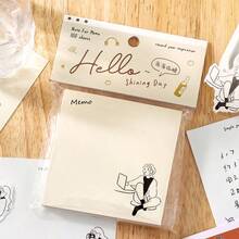 100张“你好，都市女孩”系列便签本，不粘性，4种颜色可选，便携式学生文具，适用于学校、办公室、冰箱等场所，可用于手写笔记，色彩鲜艳，插图可爱。 - 均碼 - 查看 2