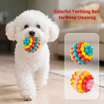 1pc Durable Chew Toy Ball For Dogs - Made Of TPR Material, Vibrant Colors, Designed For Canines As A Chewing And Teeth Cleaning Toy. Soft Training Ball Suitable For Strong Chewing Dog Breeds, Helps Relieve Boredom And Destructive Chewing Behaviors, Battery-Free Pet Toy.