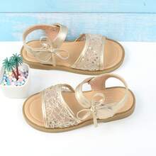 Giày cho bé gái, giày trẻ em, dép xăng đan vàng cho bé gái, giày cho trẻ mới biết đi, dép xăng đan đế bằng cho trẻ em, giày công chúa - Vàng - Xem 3