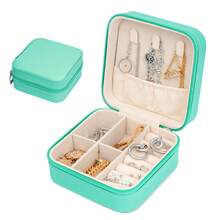 Caja de almacenamiento y exhibición portátil y mini para joyas, pendientes, collares, pulseras y anillos, organizador de viaje de cuero para joyas - Multicolor - Ver 13