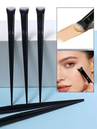 MyAoKuE-Up 1支面部遮瑕刷，便携式晕染化妆刷，刷毛柔软亲肤，适合女士化妆，可用作遮瑕刷、散粉刷、腮红刷，适合日常使用和旅行。