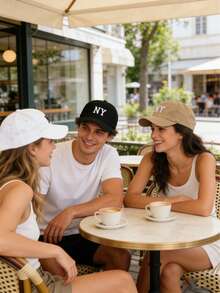 1顶男女通用刺绣纽约水洗棒球帽，弯帽檐，可调节户外休闲棒球帽 - NY - 查看 8