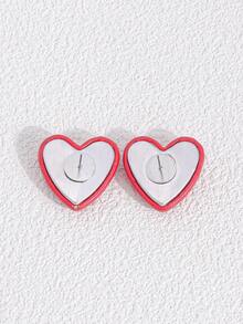1 Pair Fashionable Minimalist Versatile Heart-Shaped Earrings, Gift - Red - View 2