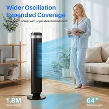 Sweetcrispy Quiet Tower Fan For Bedroom, 28dB Silent Standing Fan With 12H Timer, Smart Auto Mode, 64° Oscillating Bladeless Cooling Fan For Home Office - Xem 5