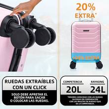 Maleta de Cabina ABS 40x30x20(24L)| Equipaje de mano con Ruedas Desmontables para Ryanair | Vueling | Easy-Jet |Wizz Air| Volotea-Negro/AzulMarino/RosaDorada/Morada/Menta/Amarillo/Verde/Rosa - Rosa - Ver 2